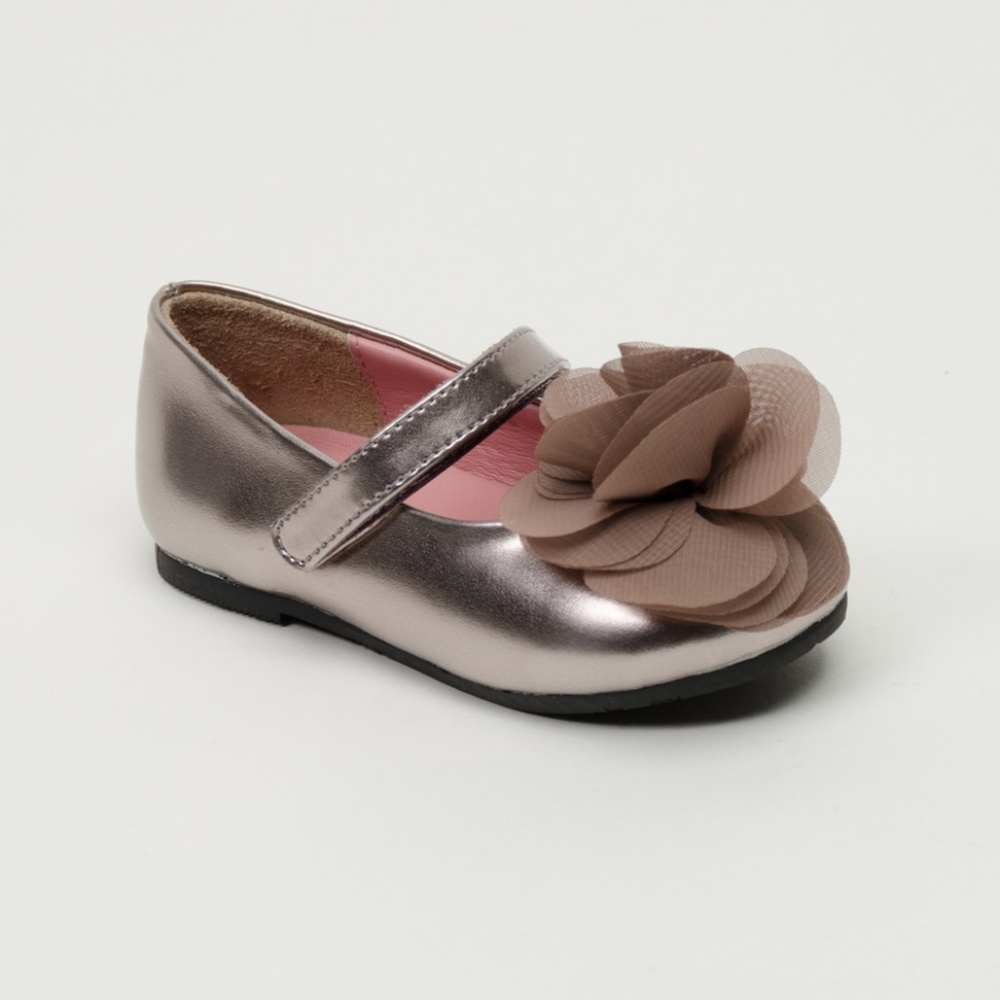 Nw Pazitos Silk Rose MaryJane Metallic Taupe